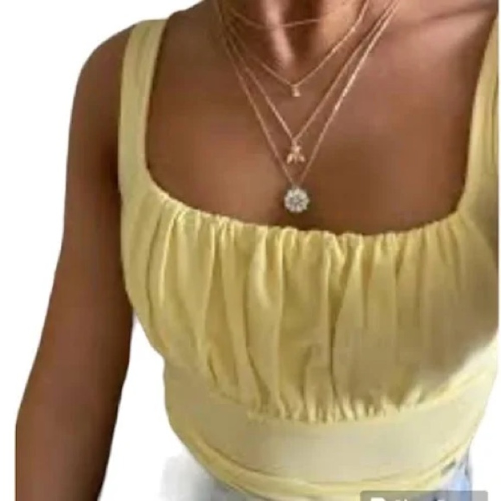 “Hollister” Yellow Ruched Bust Crop Top